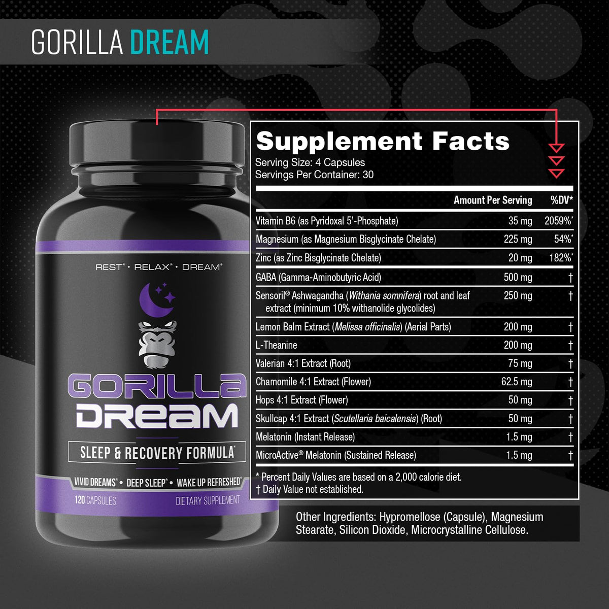 Gorilla Mind Dream sleep supplement, 100% Authentic and available in India at Curat Cart. Promotes deep sleep and recovery.