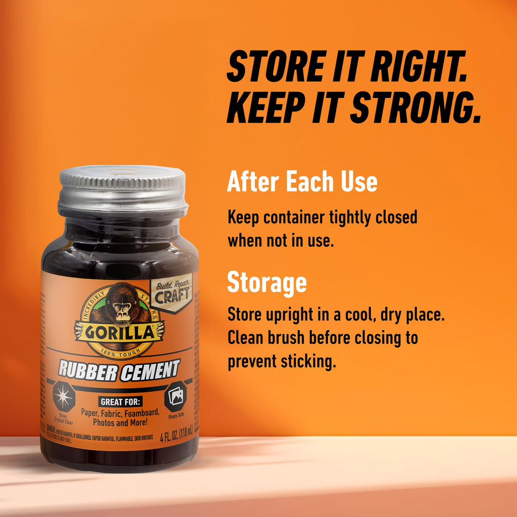 Gorilla Rubber Cement, 100% Authentic, perfect for paper and fabric, available in India at Curat Cart. Keep it strong and stored right.