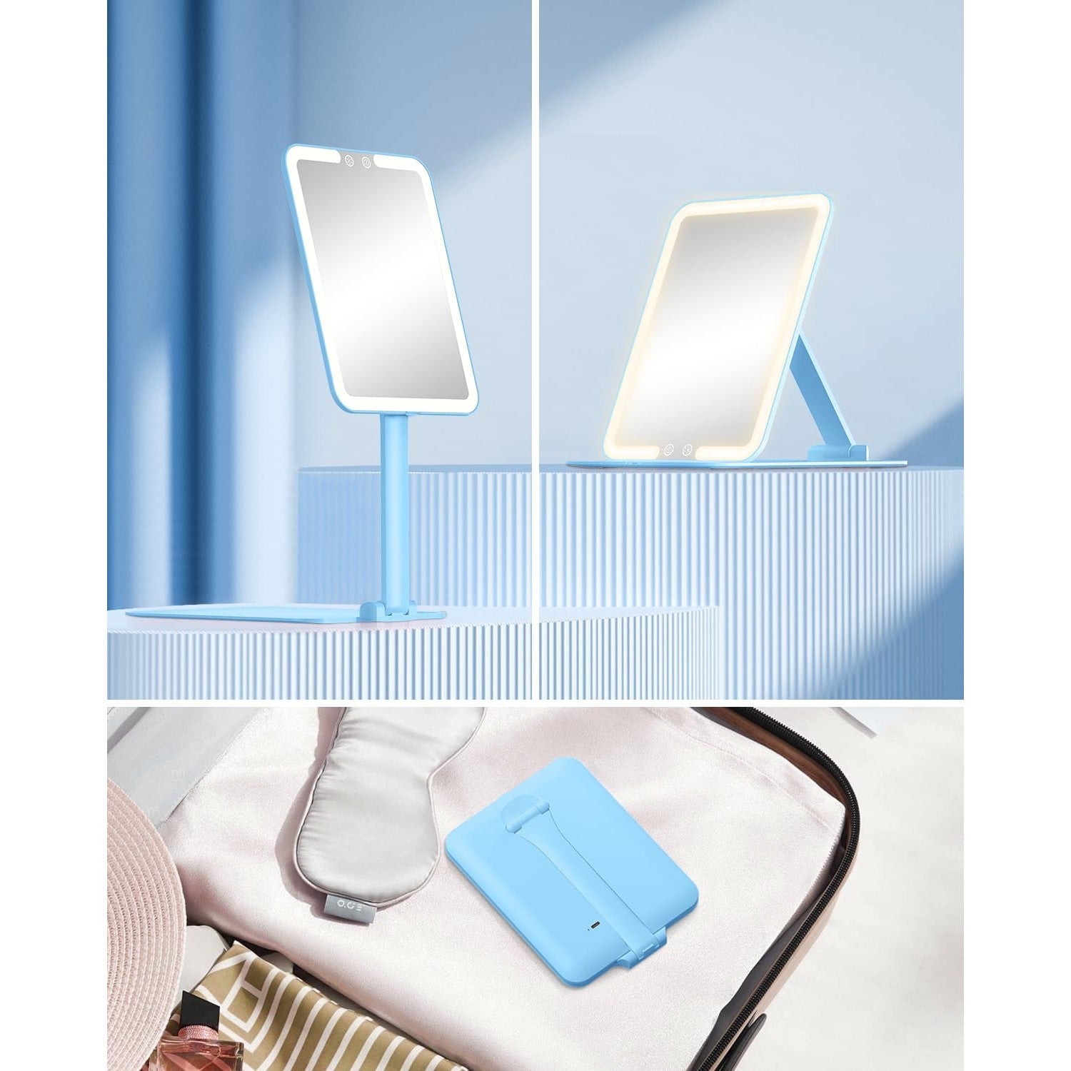 Gospire Travel Makeup Mirror with soft LED lights, ideal for flawless makeup application on-the-go.