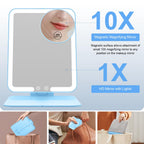 Premium imported Gospire Travel Makeup Mirror features lights, a 10X magnifying mirror, and a stylish design for on-the-go beauty.