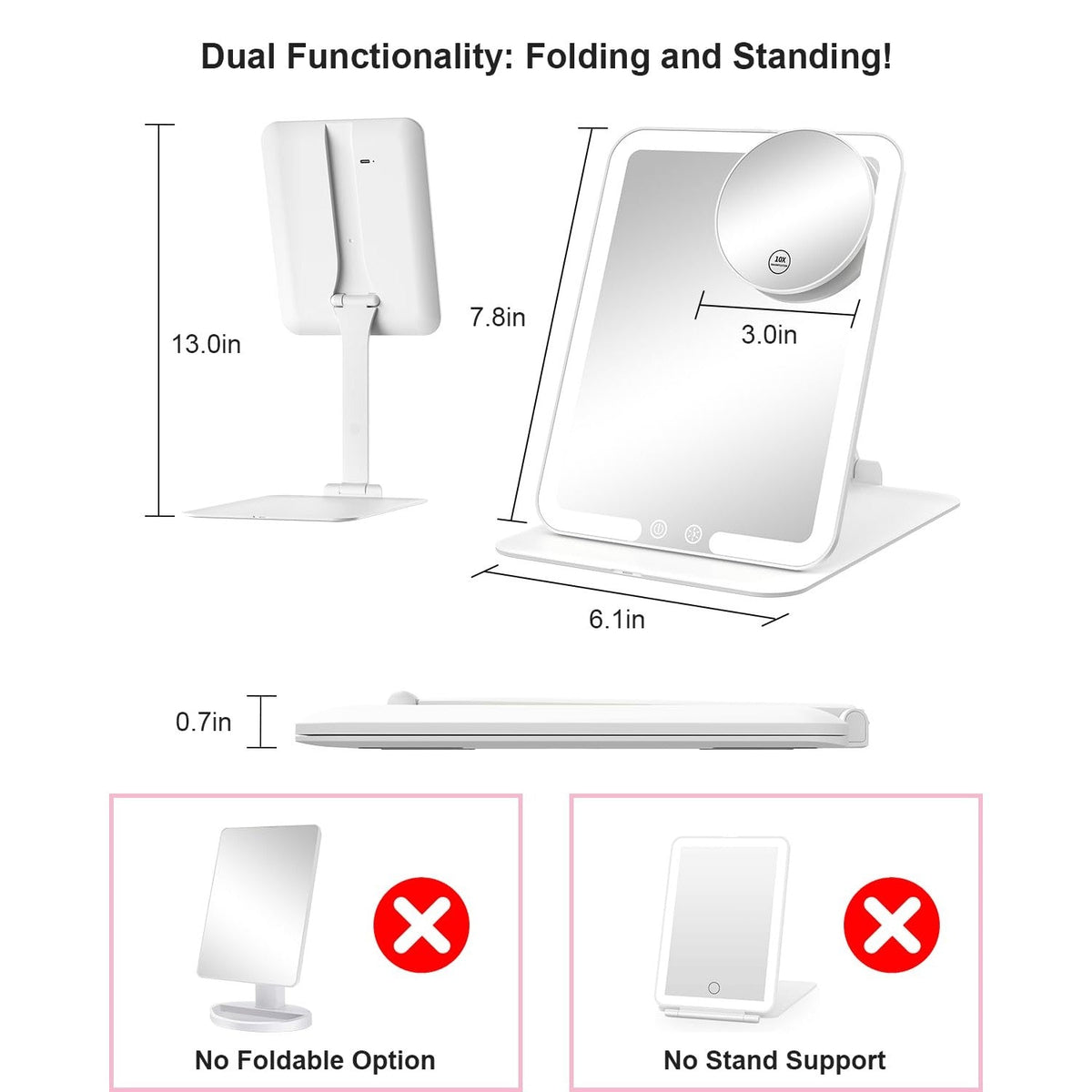 Gospire Travel Makeup Mirror with lights, foldable and standable. Available online for effortless beauty on-the-go.
