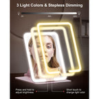 Gospire Travel Makeup Mirror features 3 light colors and stepless dimming. Available online exclusively for your beauty needs.