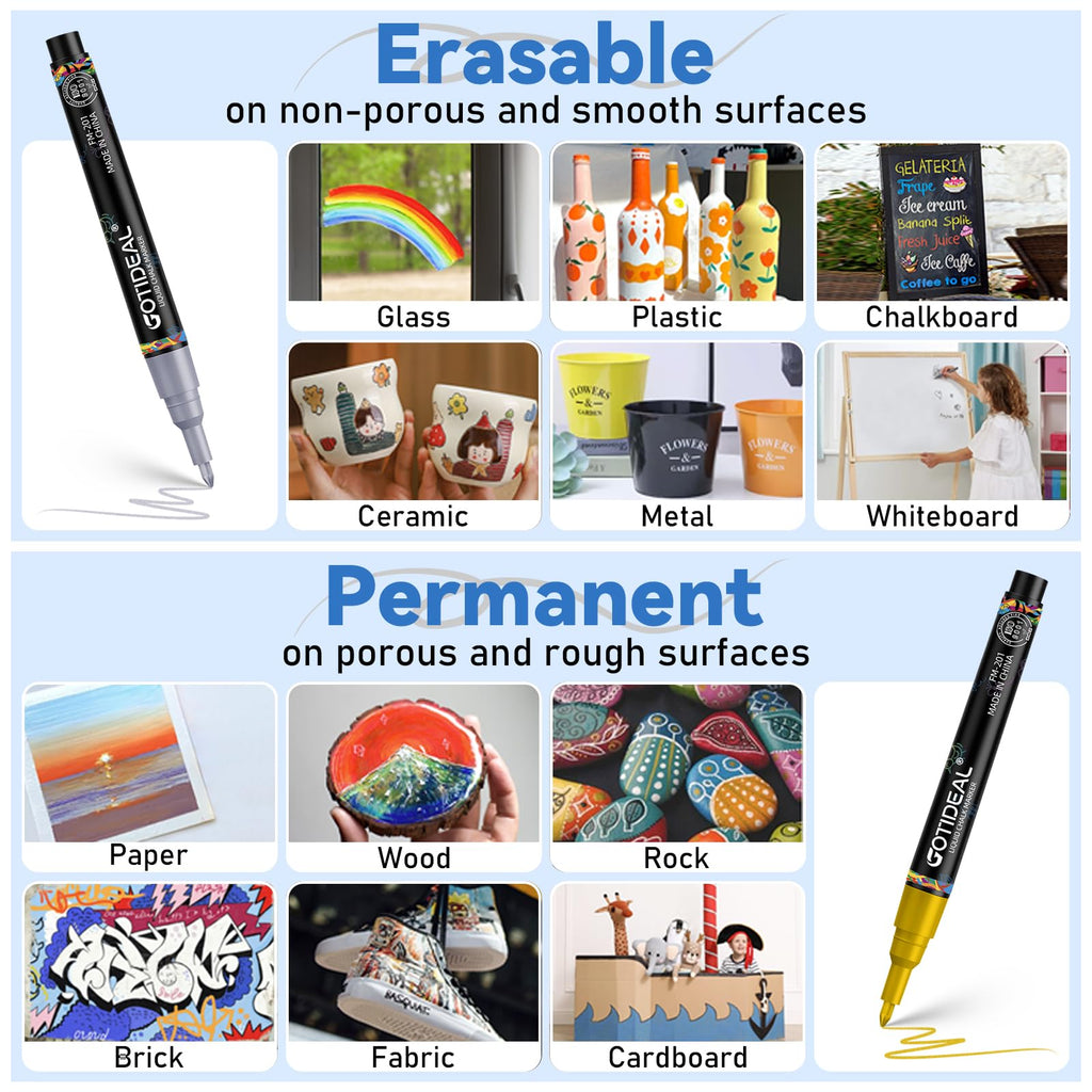 GOTIDEAL Fine Tip Liquid Chalk Markers are perfect for detailed artwork on various surfaces. Available at Curat Cart.