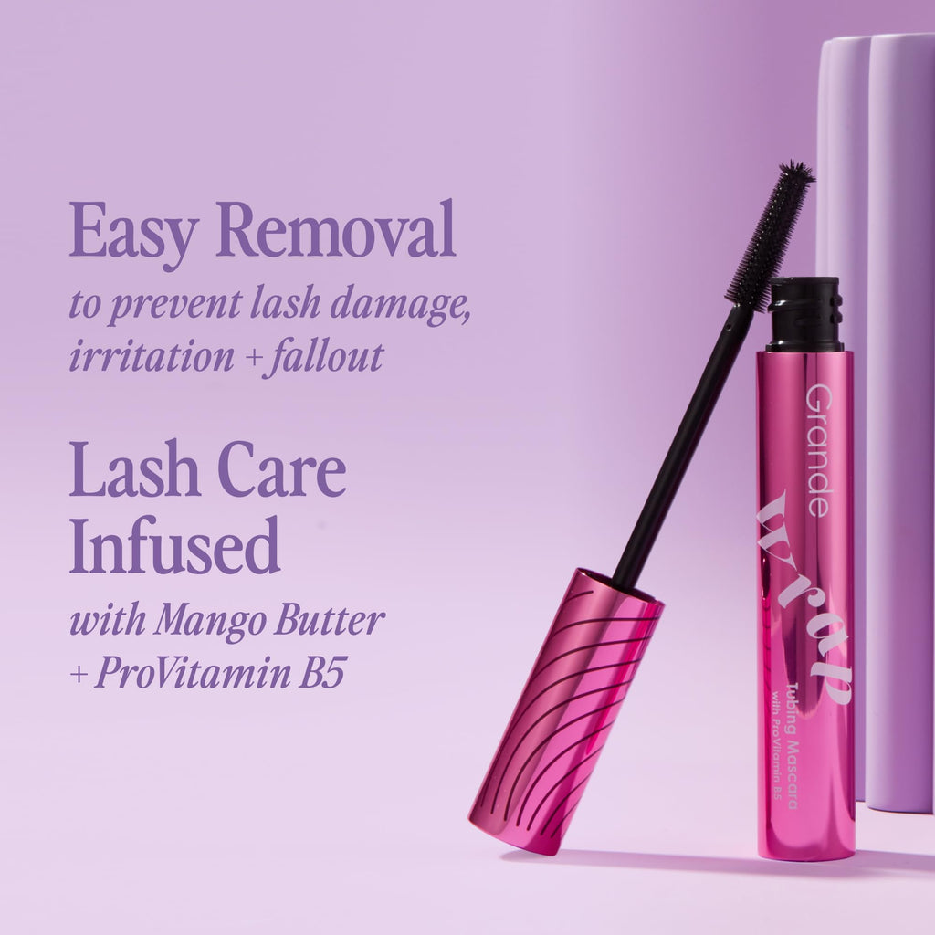 Grande Cosmetics GrandeWRAP Mascara offers easy removal and lash care infused with Mango Butter, specially curated by Curat Cart.