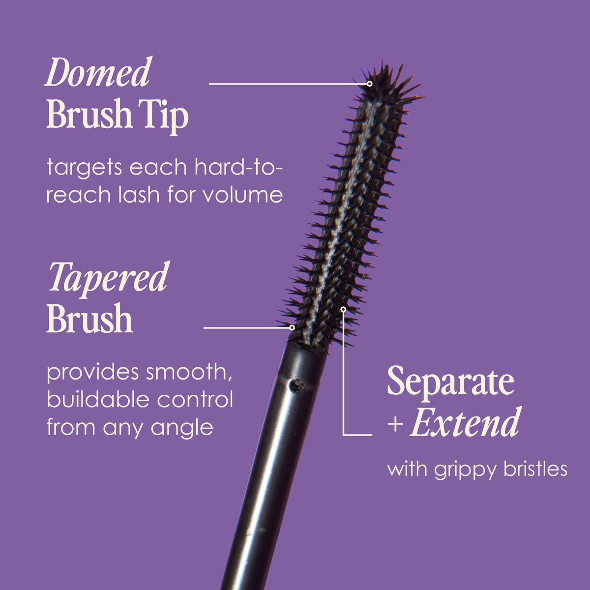 Discover Grande Cosmetics GrandeWRAP Mascara's innovative tapered brush for volume and separation. Perfect for daily use. Available at Curat Cart.