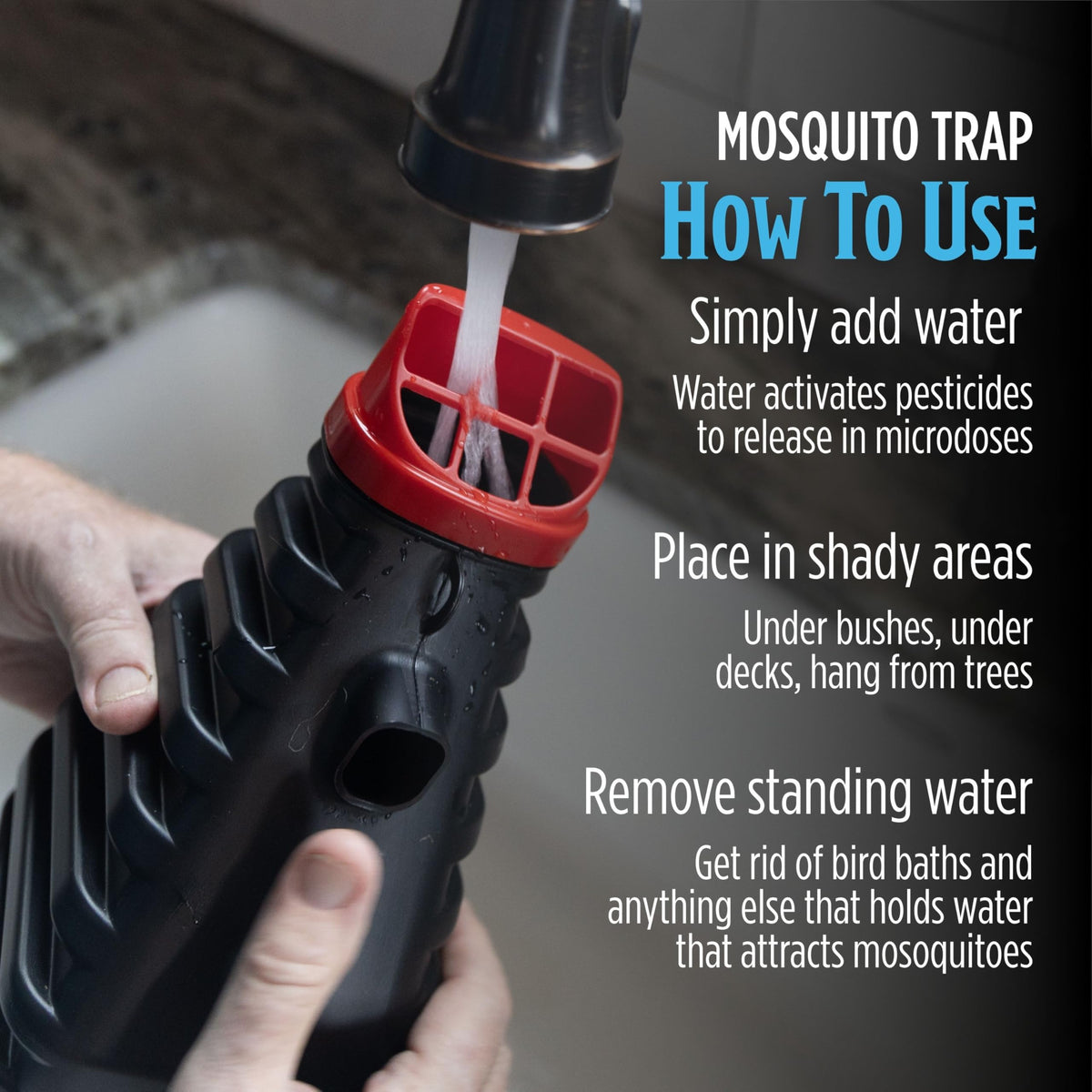 Detailed usage guide for Grandpa Gus Mosquito Trap showcasing high-quality packaging. Available at Curat Cart.
