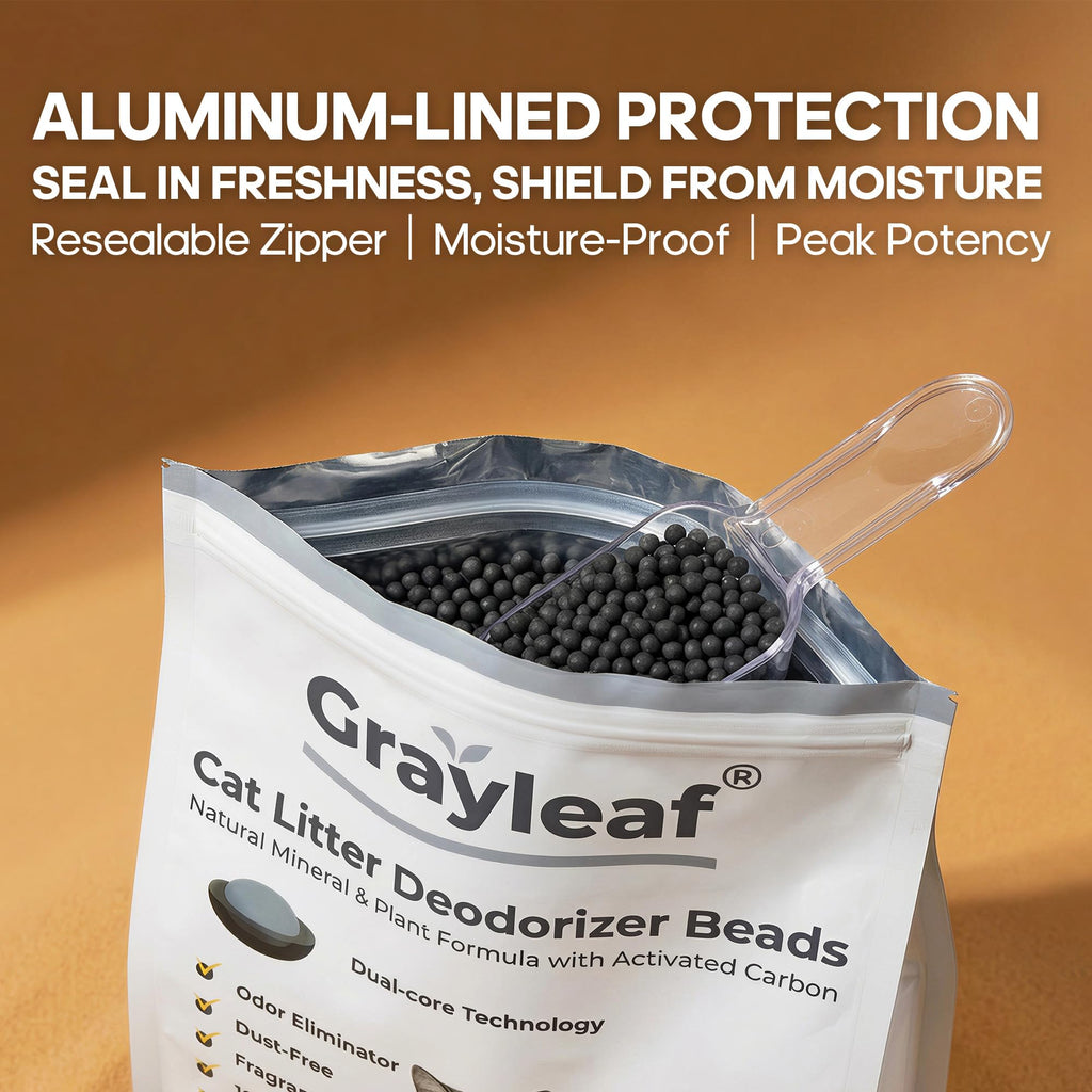 Premium imported Grayleaf Unscented Cat Litter Deodorizer with aluminum-lined protection for freshness. Available at Curat Cart.