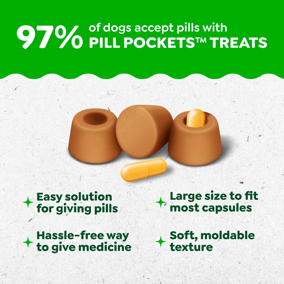 High-quality Greenies Pill Pockets Dog Treats in official packaging, perfect for hassle-free pill giving. Available at Curat Cart.