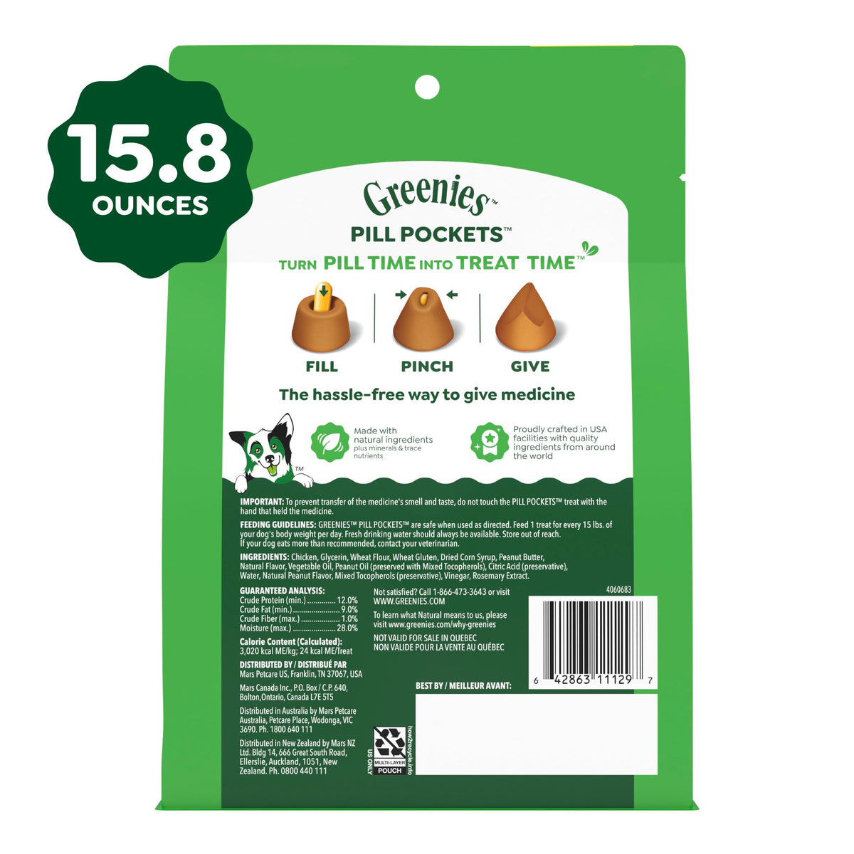 Greenies Pill Pockets Dog Treats, 15.8 oz, make giving medicine easy. Ideal for daily use, available at Curat Cart.