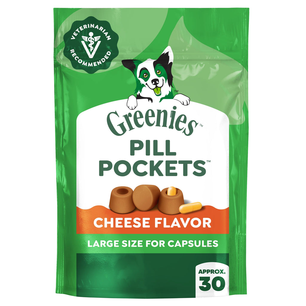 Premium imported Greenies Pill Pockets for dogs, cheese flavor, perfect for hiding capsules. Available at Curat Cart.