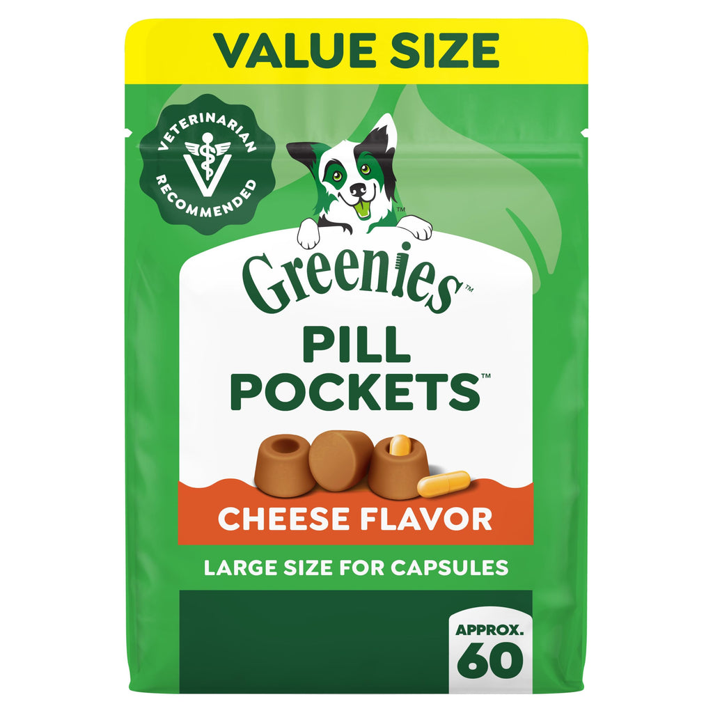 Greenies Pill Pockets Dog Treats in cheese flavor, 100% Authentic and available at Curat Cart in India. Perfect for capsule administration.