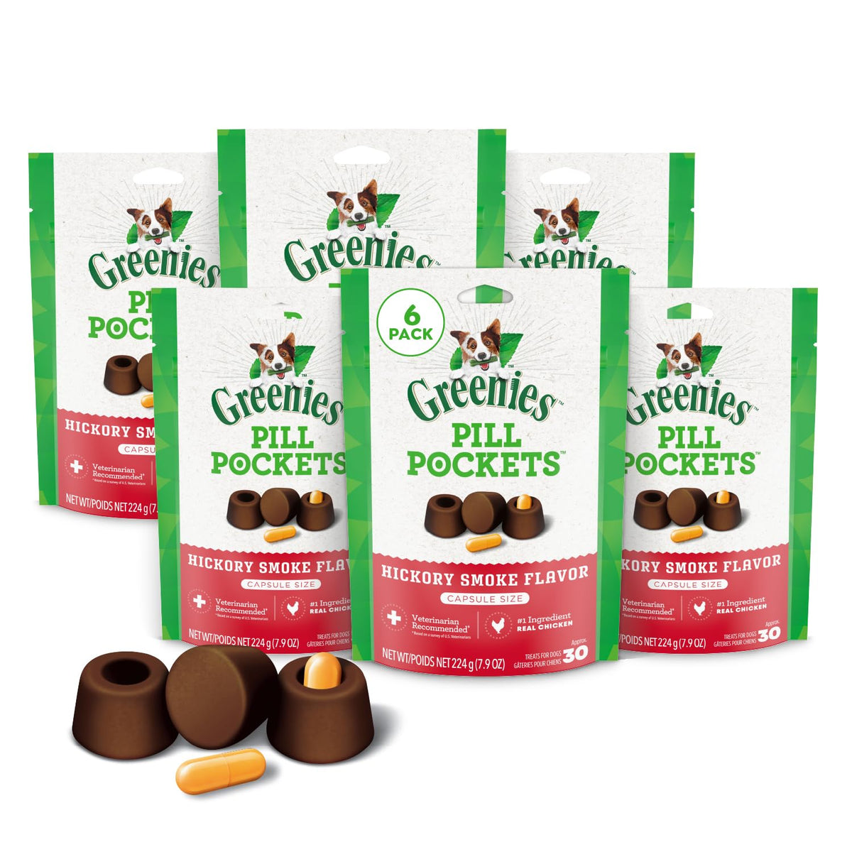 Greenies Pill Pockets Dog Treats in hickory smoke flavor, perfect for daily use. Shop now at Curat Cart.
