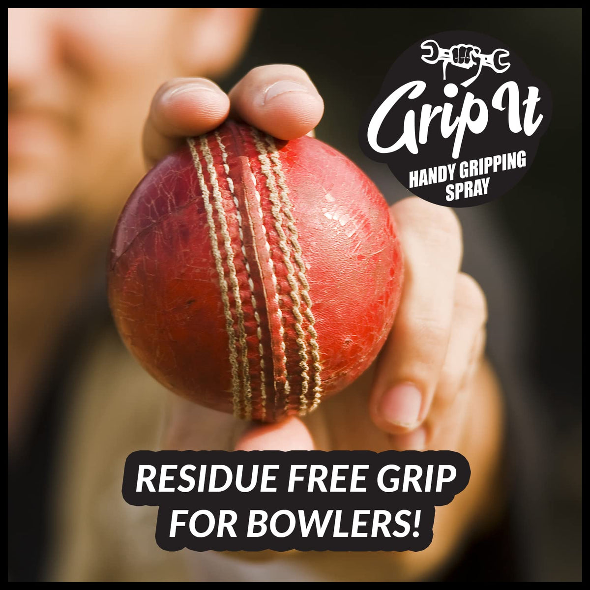 Grip-IT Hand Grip Spray in high-quality packaging ensures a residue-free grip for bowlers. Available at Curat Cart.