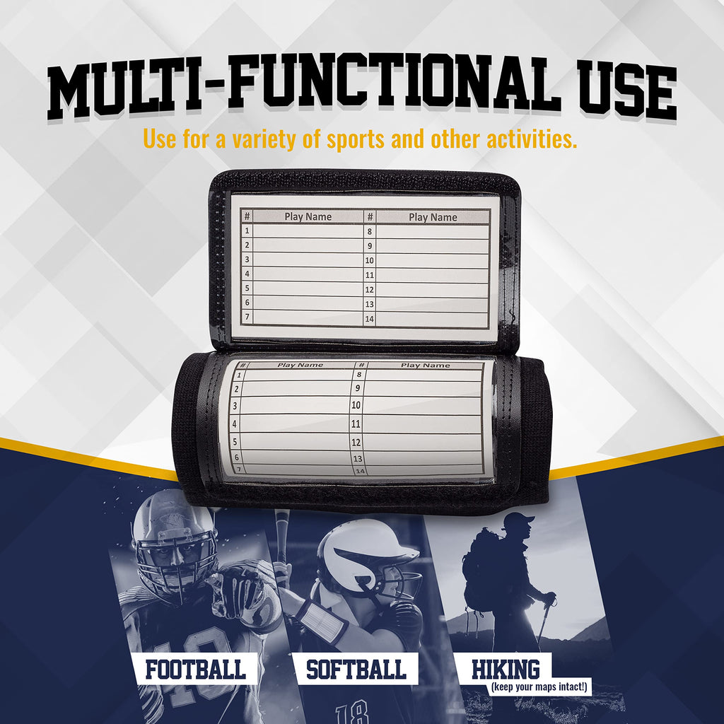 Premium imported GSM Brands Quarterback Play Wristband with customizable play card slots, ideal for sports enthusiasts. Available at Curat Cart.
