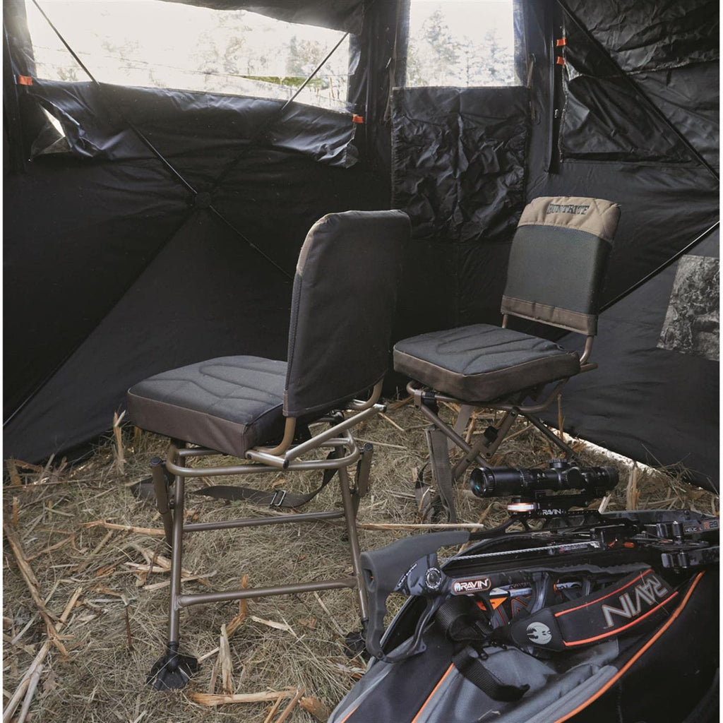 Discover the Guide Gear Huntrite Swivel Chair, a premium import perfect for comfort in your hunting blind. Available at Curat Cart.