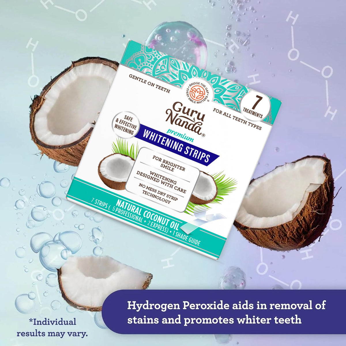 Discover GuruNanda Teeth Whitening Strips, verified by CuratCart, for effective, safe teeth whitening with coconut oil.