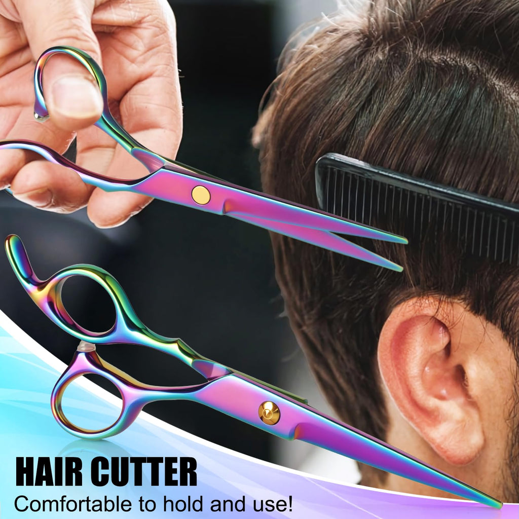 Premium hair cutting scissors set with a colorful finish, comfortable to hold and use. 100% Authentic, available at Curat Cart.