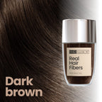 Premium imported Hair Illusion dark brown real hair fibers enhance hair thickness, perfect for a fuller look.