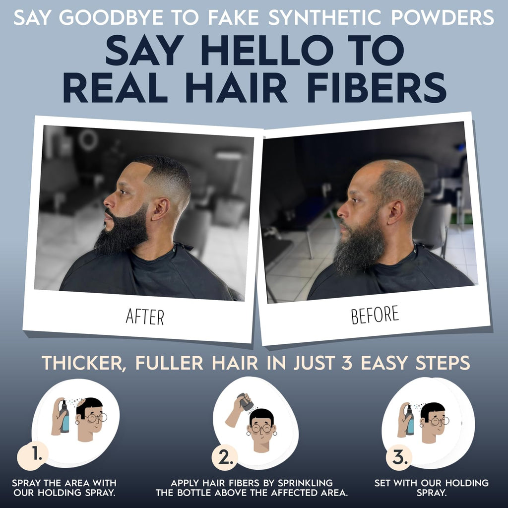 Transform your look with premium real hair fibers for thicker, fuller hair. Imported for optimal results.