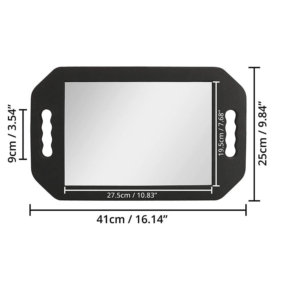 Premium hairdressing foam mirror with sturdy handles, designed for professional use. Available at Curat Cart.