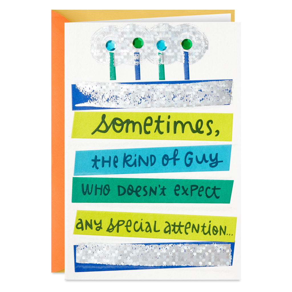Premium imported Hallmark birthday card for him, featuring colorful text and embellishments, available at Curat Cart.