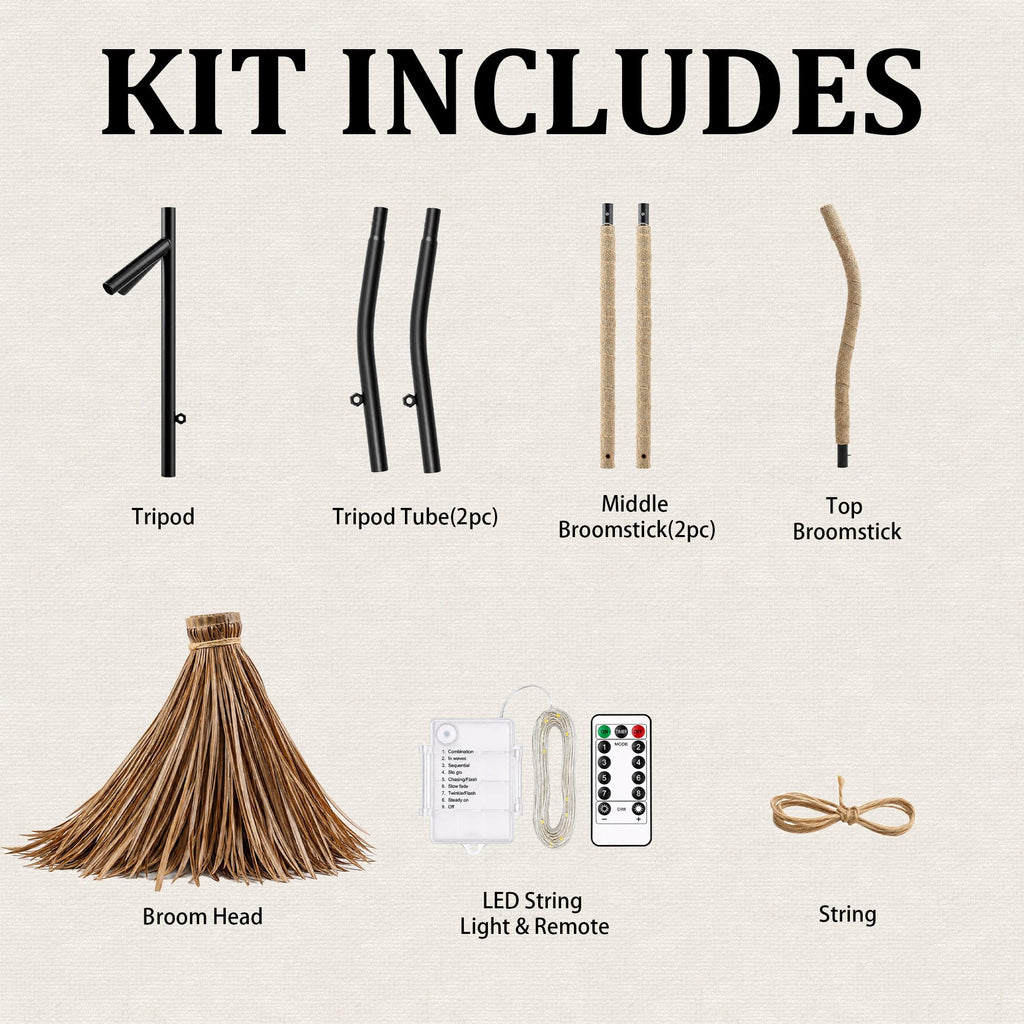 Comprehensive kit includes Light Up Witch Broom parts, featuring high-quality materials for an enchanting Halloween experience. Available at Curat Cart.
