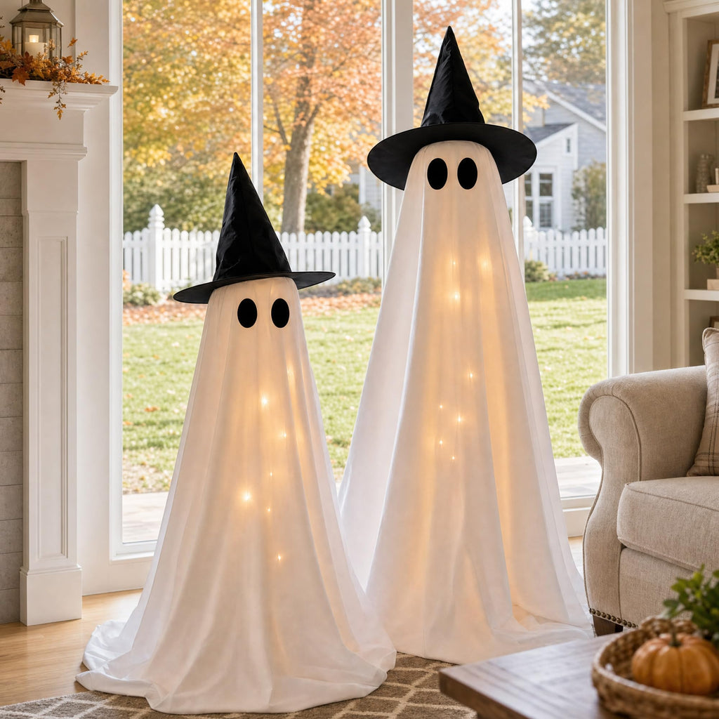 Light up ghosts create a spooky ambiance, exclusively curated by Curat Cart for your festive celebrations.