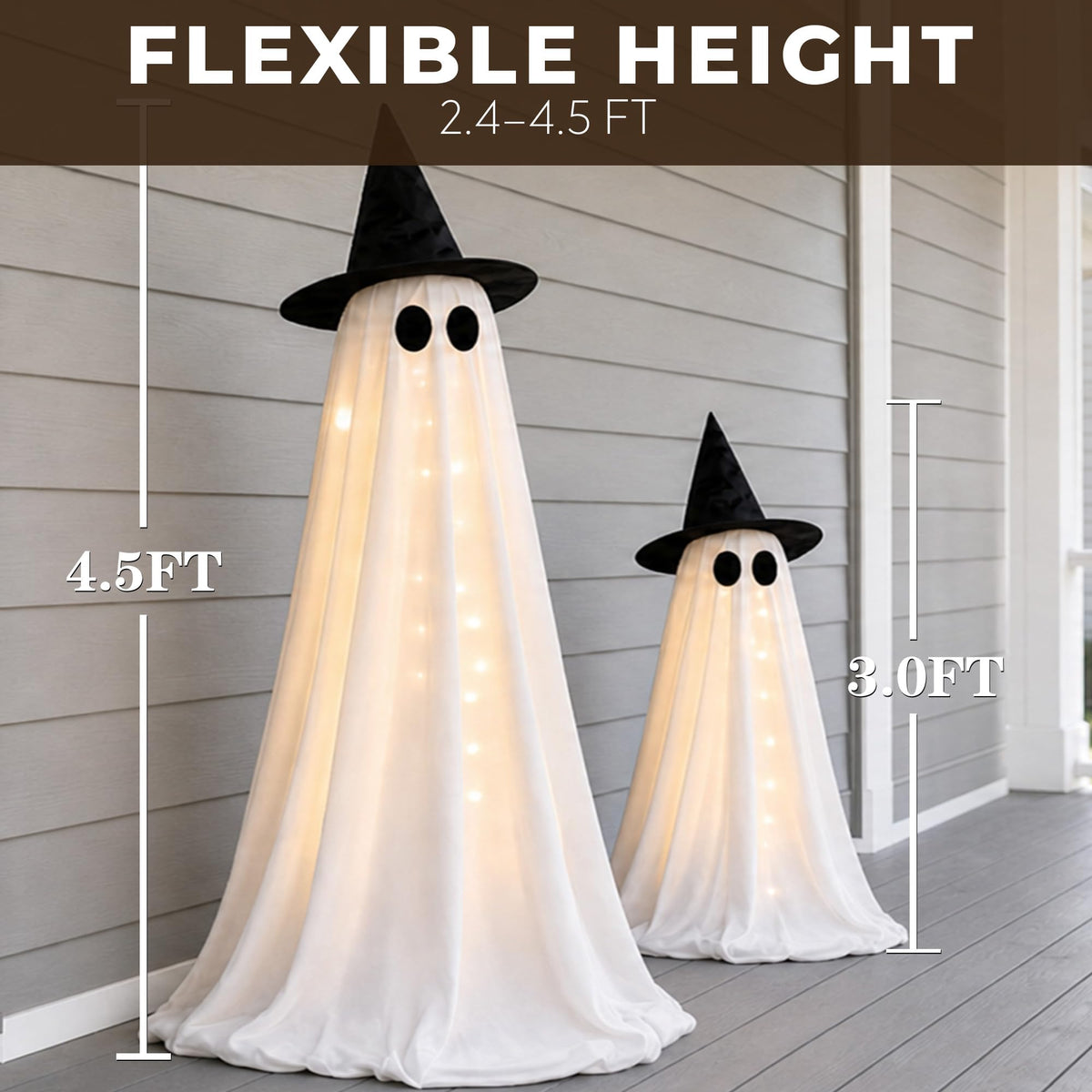 Light Up Ghosts with flexible height options, perfect for festive decoration. Shop now at Curat Cart for a spooky upgrade.