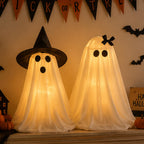 Light-Up Ghosts with Witch Hats, perfect for Halloween decor. 100% Authentic and available at Curat Cart in India.