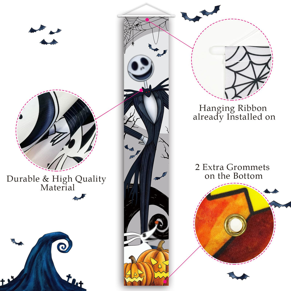 Enhance your Halloween decor with this Outdoor Nightmare Banner, featuring durable material and easy installation from Curat Cart.