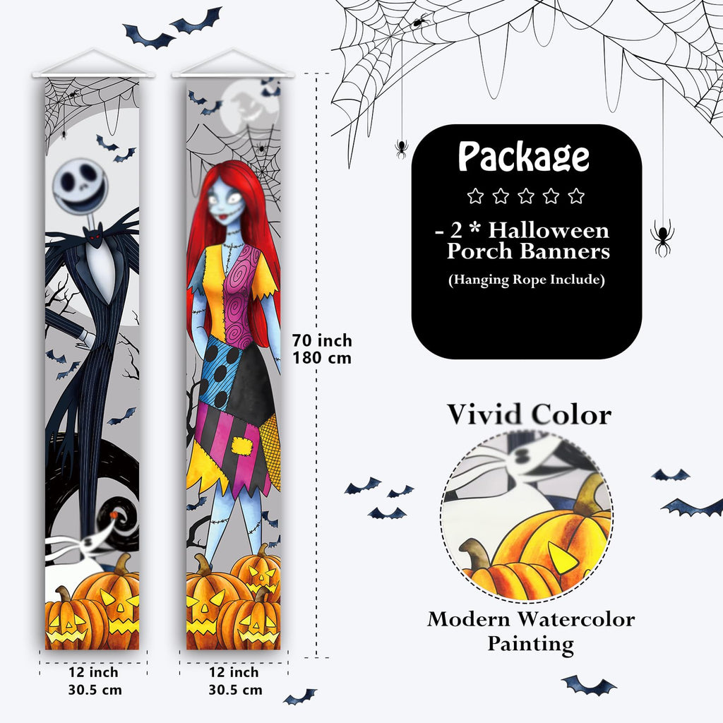 Exclusive Halloween Outdoor Nightmare Banner set from Curat Cart features vibrant colors and modern watercolor designs, perfect for spooky decor.