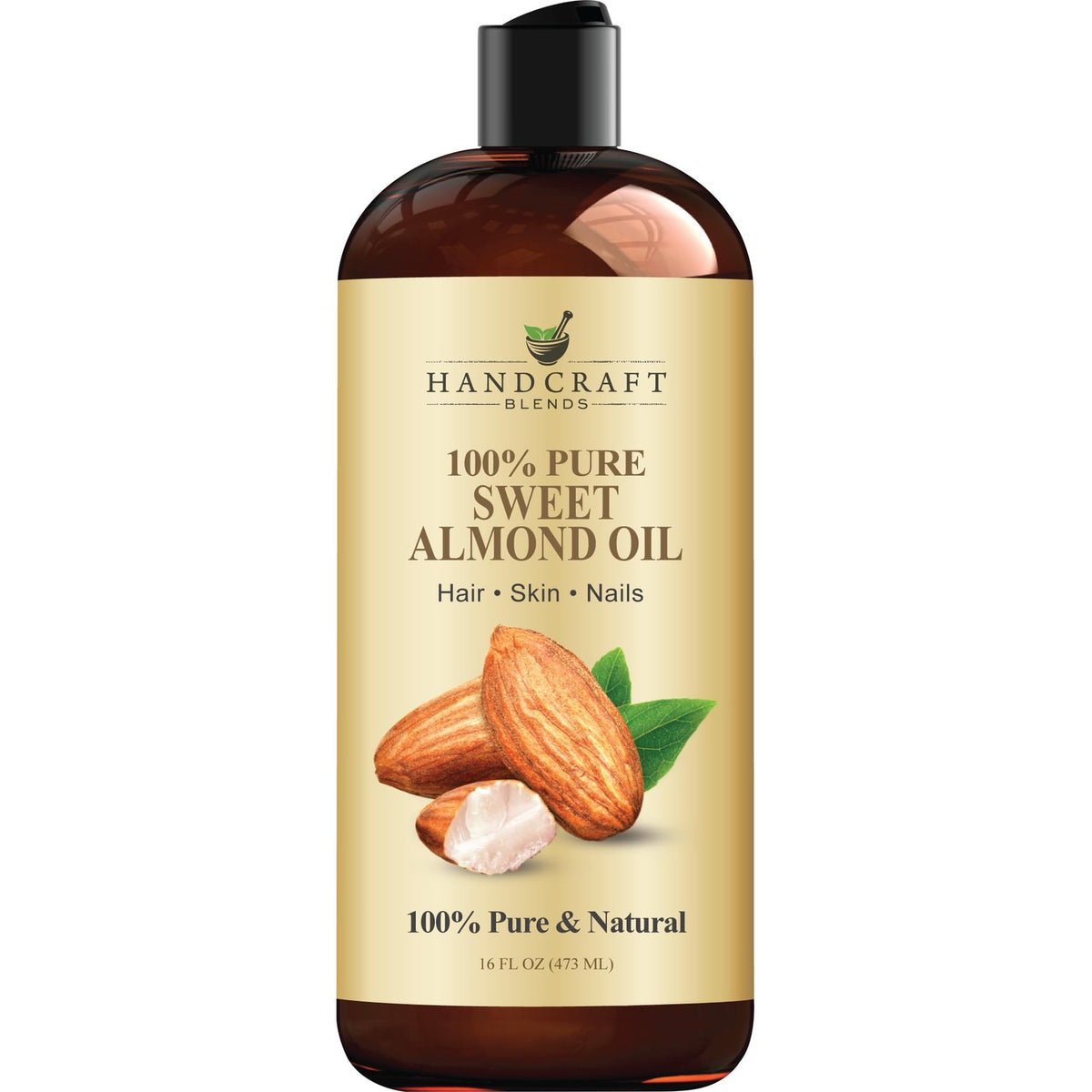 Handcraft Blends 100% Pure Sweet Almond Oil for hair, skin, and nails. Verified by CuratCart for quality assurance.