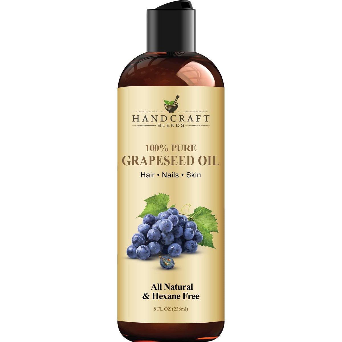 Handcraft Blends 100% Pure Grapeseed Oil, all-natural and hexane-free, perfect for hair, nails, and skin care.