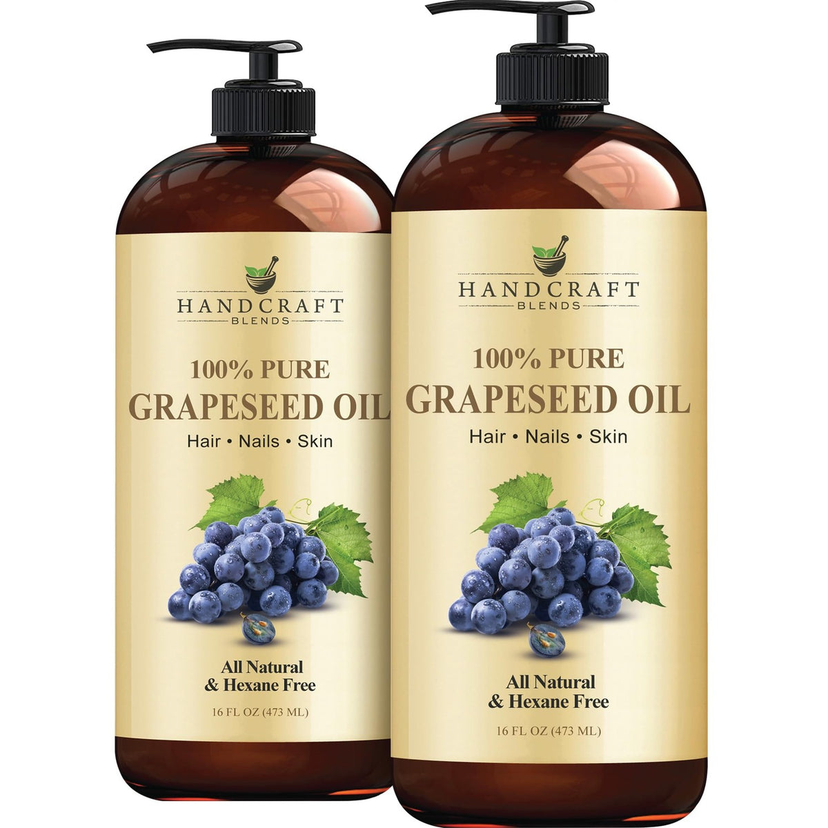 Premium imported Handcraft Blends Grapeseed Oil for hair, nails, and skin. All-natural and hexane-free formulation.
