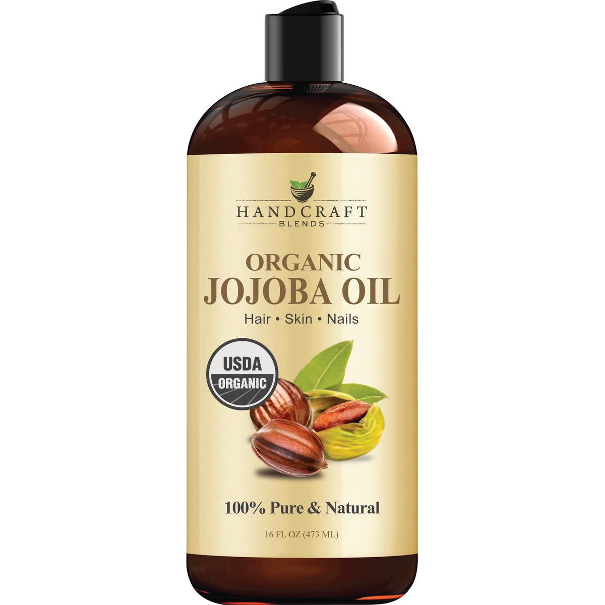 Discover Handcraft Blends' organic jojoba oil, perfect for hair, skin, and nails. Verified by CuratCart for quality assurance.