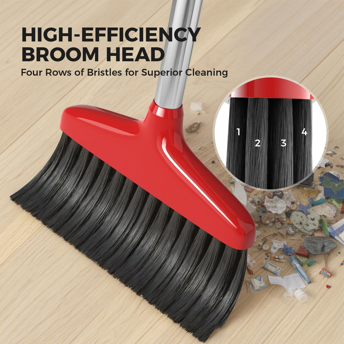 High-efficiency Handy Broom with four rows of bristles for superior cleaning. 100% Authentic, available at Curat Cart in India.