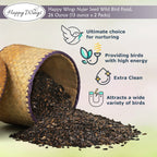 Happy Wings Thistle Seed Bird Food offers high-energy nutrition, attracting diverse birds. Specially curated by Curat Cart.
