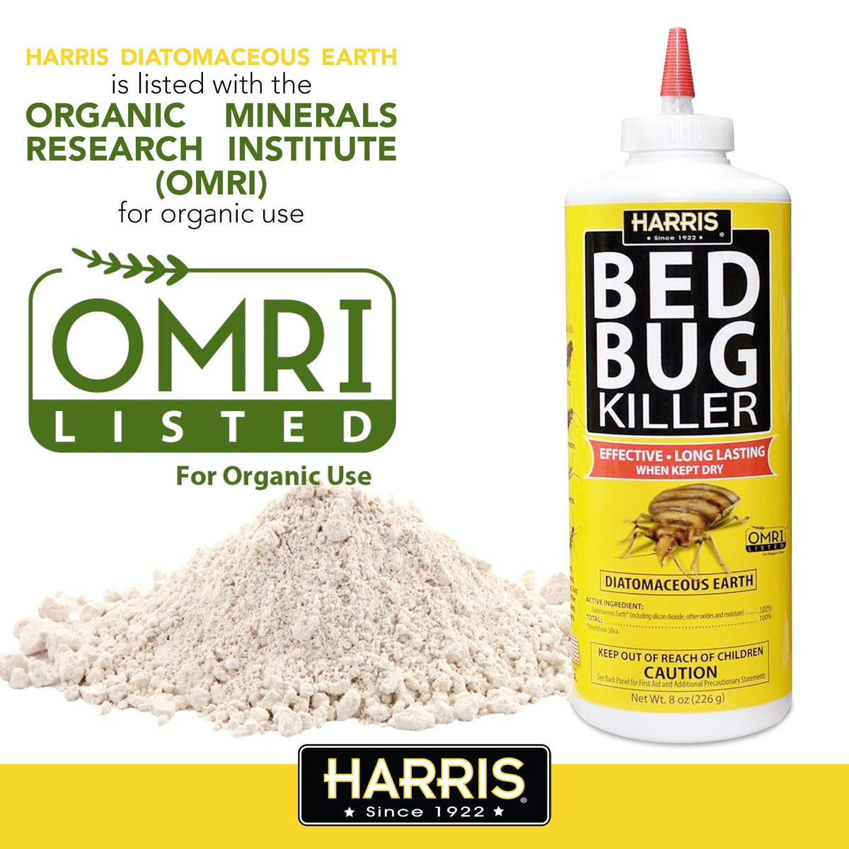 Effective Harris Bed Bug Powder, OMRI listed for organic use, 100% Authentic and available at Curat Cart in India.