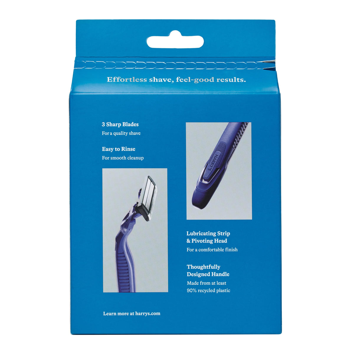 Authentic Harry's Disposable Razors for Men. Features include 3 sharp blades, easy rinse, and a designed handle for comfort.