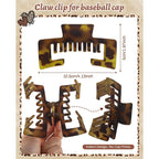 Two claw clips designed for baseball caps, featuring a trendy tortoiseshell pattern. No cap press, stylish and secure.