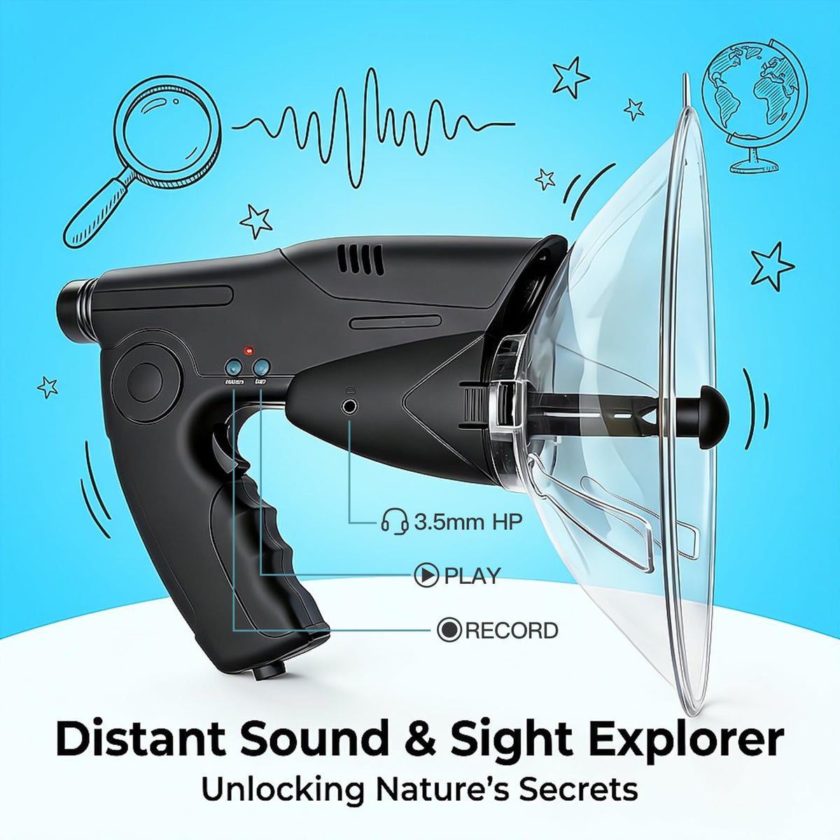 Discover distant sounds with the HAUSBELL Parabolic Listening Device. Order now for delivery in India and explore nature's secrets!