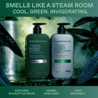Premium imported Hawthorne Men's Thick Boost Shampoo & Conditioner, invigorating eucalyptus and herbal mint scent.