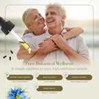 HBNO Organic Black Seed Oil in a dropper, promoting wellness with benefits like joint comfort, sleep support, and heart health.