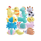 Vibrant soft dog squeaky toys in official packaging, perfect for playful pets. Available at Curat Cart.