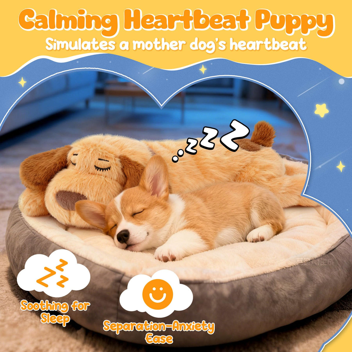 Calming Heartbeat Puppy Set in official packaging, designed to soothe pets by simulating a mother's heartbeat. Available at Curat Cart.