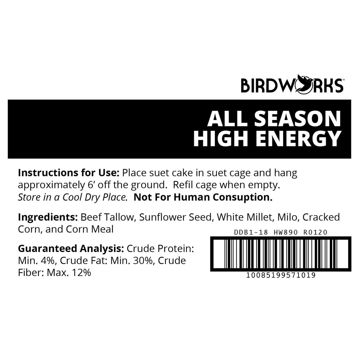 Heath Outdoor Products Suet Cake, specially curated by Curat Cart, offers high energy for birds. Perfect for year-round feeding.