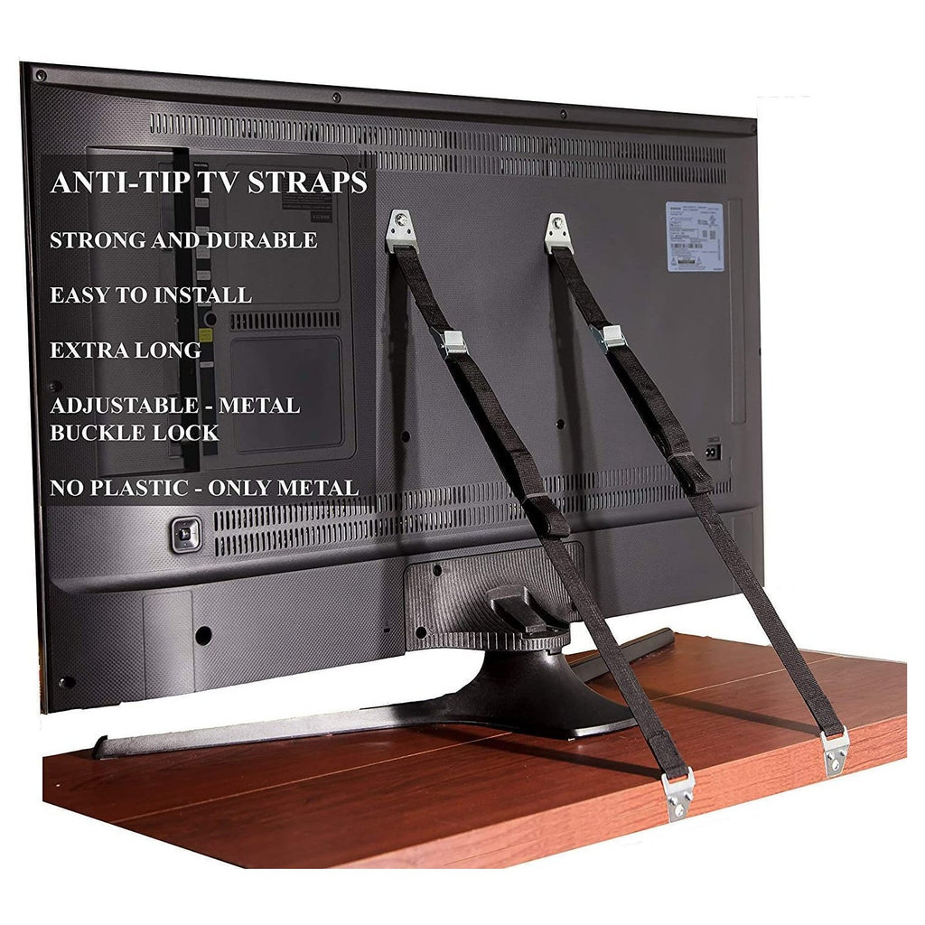 Heavy Duty Metal Anti Tip Straps ensure safety and stability for your TV. Available in India at Curat Cart, 100% authentic products.