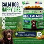 Hemp Calming Chews for Dogs in official packaging, promoting anxiety relief and stress management. Available at Curat Cart.