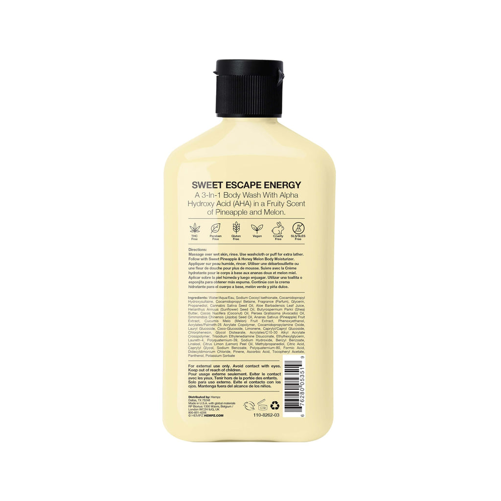 Hempz Sweet Escape Energy body wash offers a fruity pineapple scent. Available for order online now!
