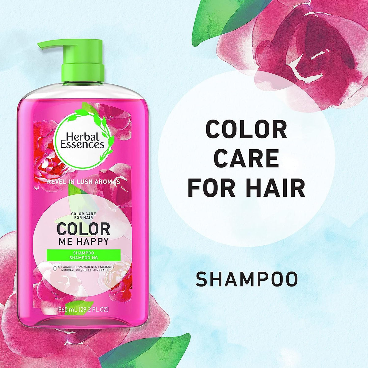 Herbal Essences Colored Hair Shampoo, a premium imported product for vibrant color care, enriched with lush aromas.